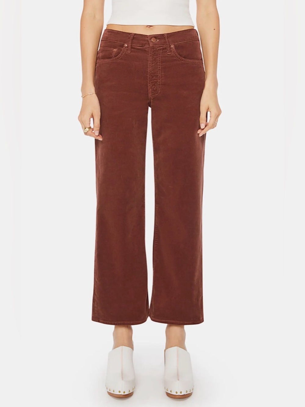 Mother Denim The Mid Rise Maven Ankle in Hopscotch Aztec 26 Corduroy Wide Leg